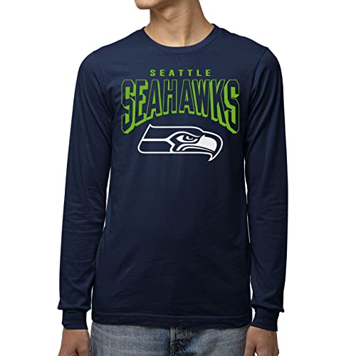 Junk Food Clothing x NFL - Seattle Seahawks - Bold Logo - Unisex Erwachsene Langarm T-Shirt für Männer und Frauen - Größe XXL von Junk Food
