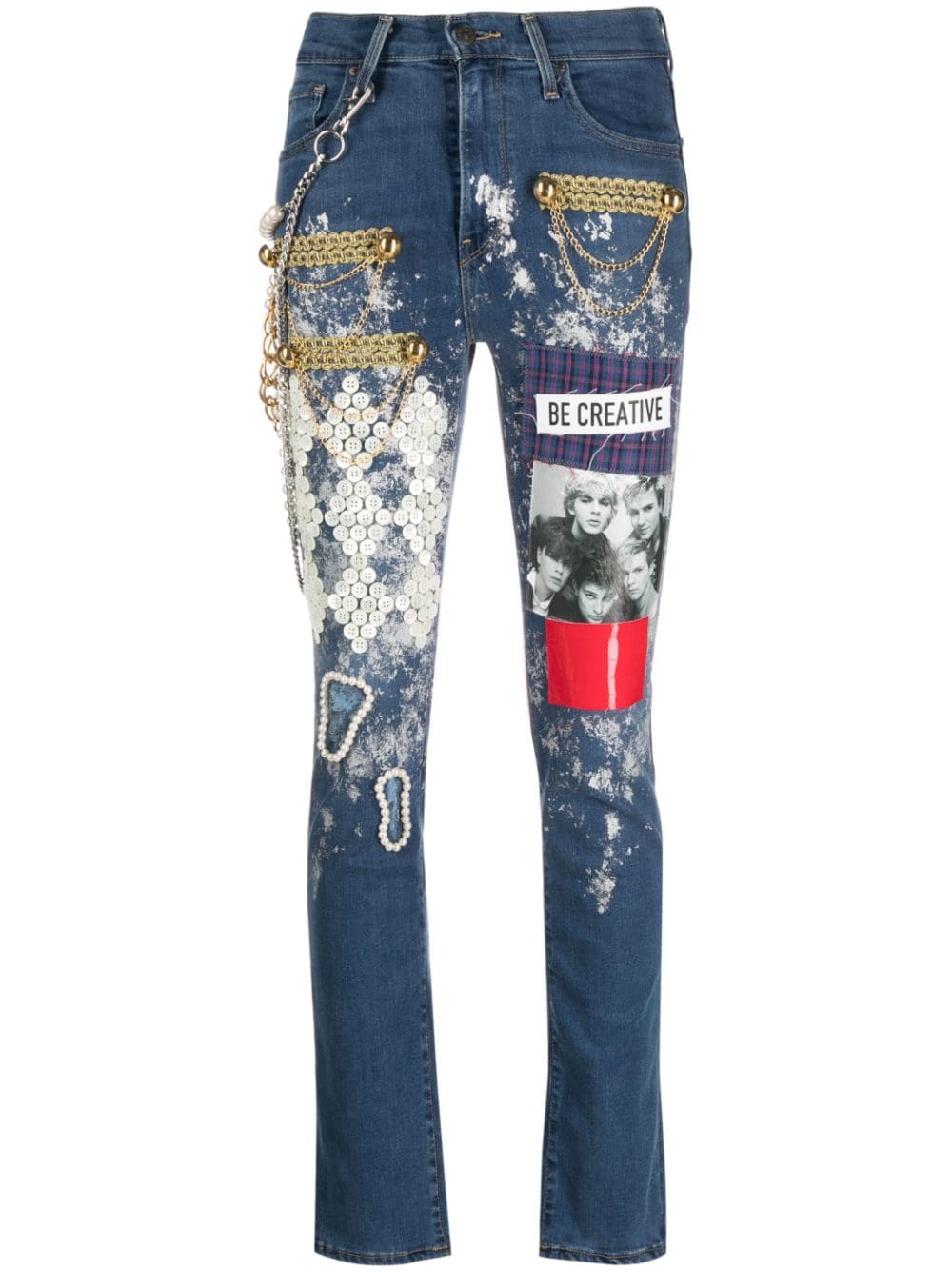 Junya Watanabe Skinny-Jeans im Patchwork-Look - Blau von Junya Watanabe