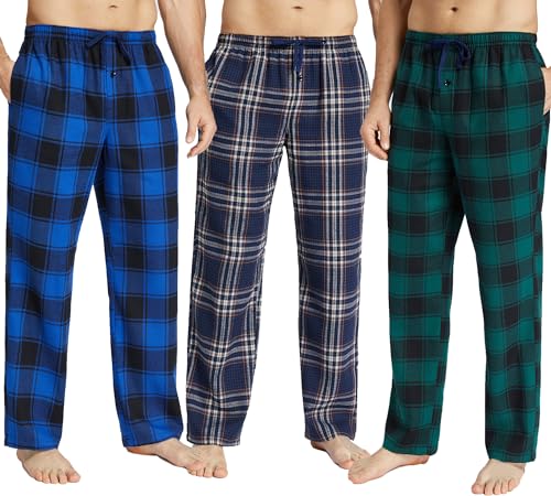 JupiterSecret Herren Flanell Pyjamahose Lang Schlafanzughosen für Herren Karierte Nachtwäsche 3er Packs von JupiterSecret