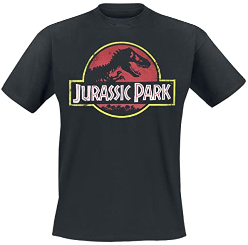 Jurassic Park Herren, T-Shirt, Classic Logo, Schwarz, S von Playstation