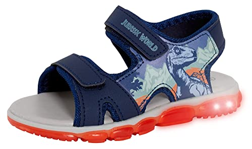 Jurassic World Light Up Sports Sandals für Jungen Dino Offene Zehen Leicht zu Befestigen Kinder Sommerschuhe, Marineblau, 30 EU von Jurassic World