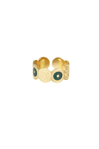 Jurawel Ring Kreis mit Symbol - Edelstahl Ring für Damen Mädchen, mit/ohne Zirkonia, Silber Gold, allergenfrei & hautverträglich von Jurawel