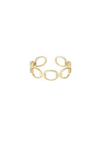 Jurawel Ring aus großen Kettengliedern - Edelstahl Ring für Damen Mädchen, mit/ohne Zirkonia, Silber Gold, allergenfrei & hautverträglich von Jurawel