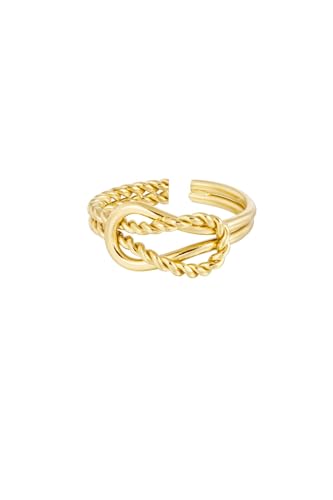 Jurawel Ring in geflochtenem Design - Edelstahl Ring für Damen Mädchen, mit/ohne Zirkonia, Silber Gold, allergenfrei & hautverträglich von Jurawel