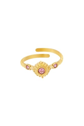 Jurawel Ring mit Sonnenstein - Edelstahl Ring für Damen Mädchen, mit/ohne Zirkonia, Silber Gold, allergenfrei & hautverträglich von Jurawel