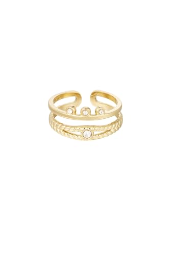 Jurawel Ring mit Strukturen und Stein - Edelstahl Ring für Damen Mädchen, mit/ohne Zirkonia, Silber Gold, allergenfrei & hautverträglich von Jurawel