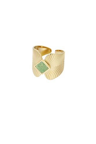 Jurawel Ring mit Wellen und Stein - Edelstahl Ring für Damen Mädchen, mit/ohne Zirkonia, Silber Gold, allergenfrei & hautverträglich von Jurawel