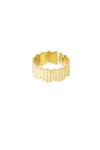 Jurawel Ring mit Wellenspiel - Edelstahl Ring für Damen Mädchen, mit/ohne Zirkonia, Silber Gold, allergenfrei & hautverträglich von Jurawel