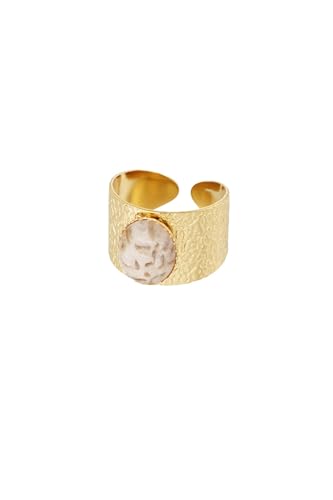 Jurawel Ring mit breitem Band - Edelstahl Ring für Damen Mädchen, mit/ohne Zirkonia, Silber Gold, allergenfrei & hautverträglich von Jurawel