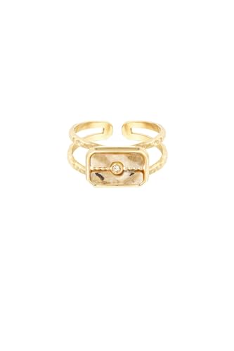 Jurawel Ring mit großem Stein - Edelstahl Ring für Damen Mädchen, mit/ohne Zirkonia, Silber Gold, allergenfrei & hautverträglich von Jurawel