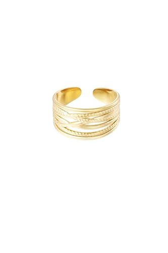 Jurawel Ring mit mehreren Bändern - Edelstahl Ring für Damen Mädchen, mit/ohne Zirkonia, Silber Gold, allergenfrei & hautverträglich von Jurawel