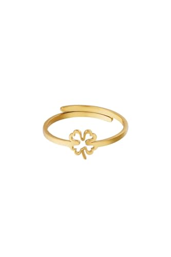 Jurawel Ring mit offenem Kleeblatt - Edelstahl Ring für Damen Mädchen, mit/ohne Zirkonia, Silber Gold, allergenfrei & hautverträglich von Jurawel