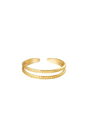 Jurawel Ring mit parallelen Bändern - Edelstahl Ring für Damen Mädchen, mit/ohne Zirkonia, Silber Gold, allergenfrei & hautverträglich von Jurawel
