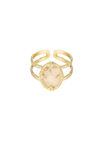 Jurawel Ring ovaler Stein - Edelstahl Ring für Damen Mädchen, mit/ohne Zirkonia, Silber Gold, allergenfrei & hautverträglich von Jurawel