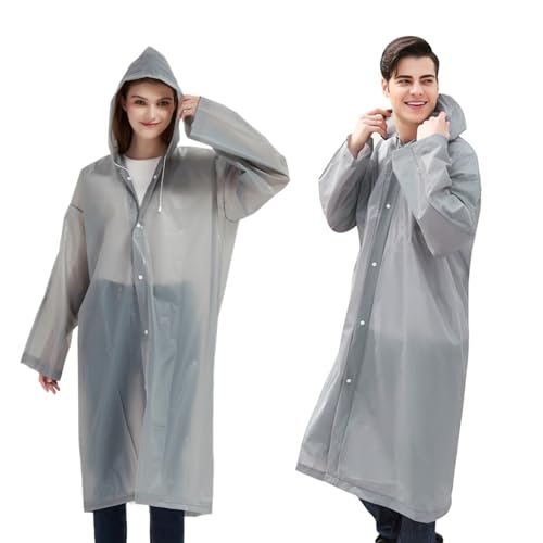 JurciCat 2 Stück Regenponcho Wiederverwendbar für Damen and Herren Atmungsaktiv EVA Regenjacke Regenponcho regencape für Wandern Radfahren Camping und Reisen Festival Wandern Faltbar von JurciCat