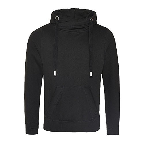 Just Hoods - Cross Neck Hoodie mit Jumbo-Kapuze/Jet Black, M von Just Hoods