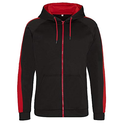 Just Hoods - Trainingsjacke mit Kapuze/Jet Black/Fire Red, 3XL von Just Hoods