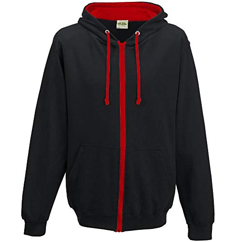 Just Hoods - Unisex Kapuzen-Sweatjacke/Jet Black/Fire Red, XXL von Just Hoods