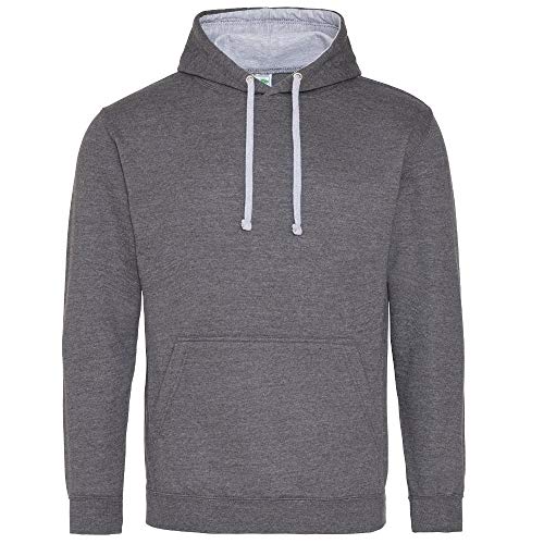 Just Hoods - Unisex Varsity Hoodie/Charcoal/Heather Grey, M von Just Hoods