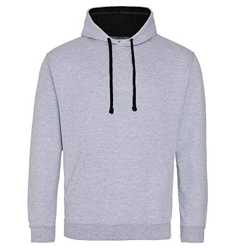 Just Hoods - Unisex Varsity Hoodie/Heather Grey/Jet Black, L von Just Hoods