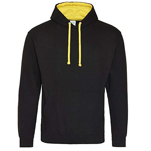 Just Hoods - Unisex Varsity Hoodie/Jet Black/Sun Yellow, L von Just Hoods