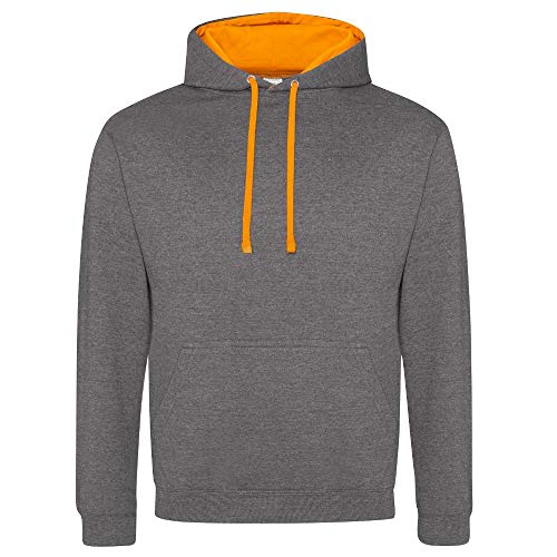 Just Hoods - Unisex Varsity Hoodie/Charcoal/Orange, L von Just Hoods