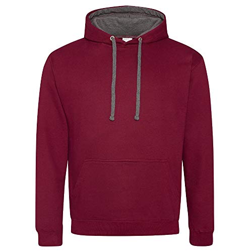 Just Hoods - Unisex Varsity Hoodie/Burgundy/Charcoal, XS von Just Hoods