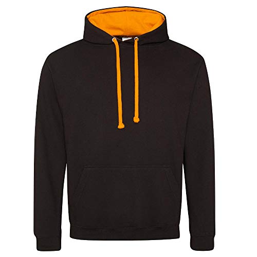 Just Hoods - Unisex Varsity Hoodie/Jet Black/Orange Crush, XS von Just Hoods