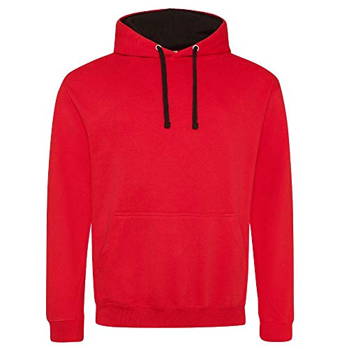 Just Hoods - Unisex Varsity Hoodie/Fire Red/Jet Black, XXL von Just Hoods