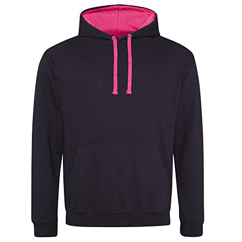 Just Hoods - Unisex Varsity Hoodie/Jet Black/Hot Pink, XXL von Just Hoods