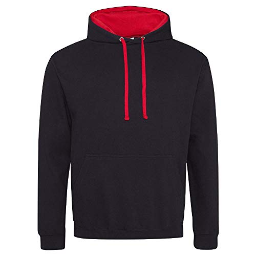 Just Hoods - Unisex Varsity Hoodie/Jet Black/Fire Red, L von Just Hoods