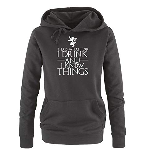 Just Style It - That's What I do - I Drink and I Know Things - Game of Thrones - Damen Hoodie - Schwarz / Weiss Gr. XXL von Just Style It