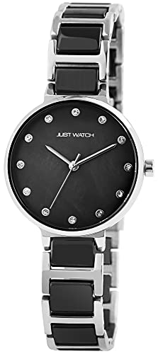 Just Watch Patricia Damen-Uhr Edelstahl Keramik Strass Analog Quarz JW10114 (silberfarbig schwarz) von Just Watch