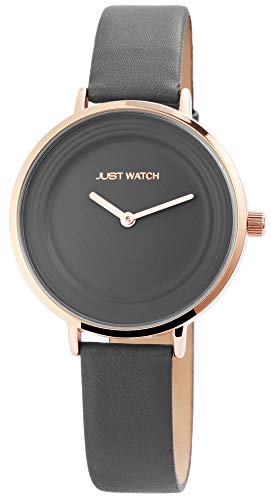 JUST WATCH Damen-Uhr Echt Leder Armband Dornschließe JW165 Analog Quarz JW10020 (anthrazit) von JUST WATCH