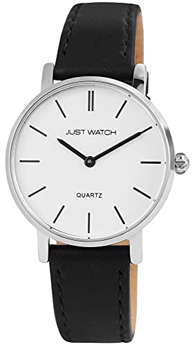 Just Watch Damen-Uhr Echt Leder Freya Elegant Dezent Analog Quarz JW10129 (schwarz) von Just Watch