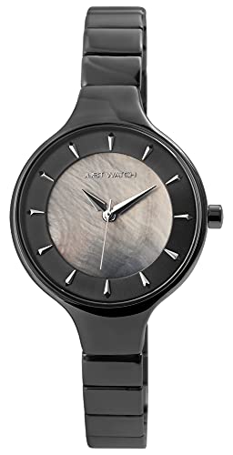 JUST WATCH Damen-Uhr Edelstahl Perlmutt Clipverschluss Analog Quarz JW10145 (schwarz) von JUST WATCH