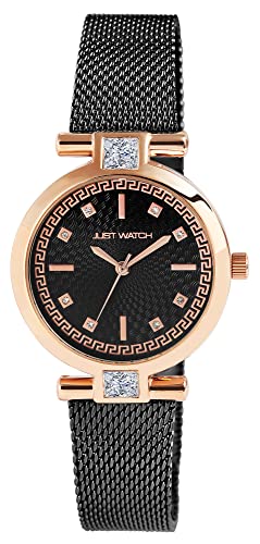 JUST WATCH Damen-Uhr Shiny Estelle Edelstahl Meshband Analog Quarz JW10173 (schwarz) von JUST WATCH