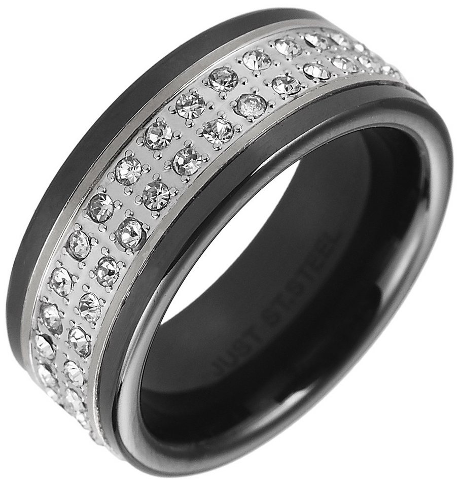 Just Watch Fingerring Porina Keramik Damenring schwarz/silber Gr. 50 - 64, Damen Ring von Just Watch