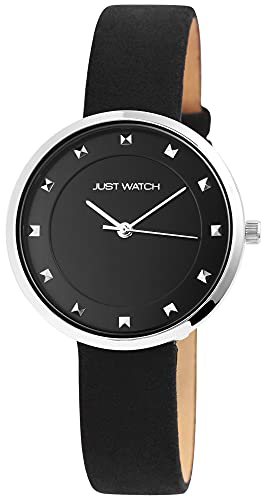 Just Watch Stacey Damen-Uhr Echt Leder Dornschließe Analog Quarz JW10091 (schwarz) von Just Watch