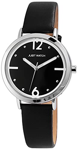 Just Watch Louna Damen-Uhr Echt Leder Dornschließe Klassisch Analog Quarz JW10079 (schwarz) von Just Watch