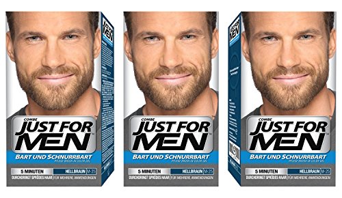 Just For Men Brush in Color Gelformel Bart Und Schnurrbart, hellbraun, 3er Pack, 1er Pack (1 x 28 g) von Just for men