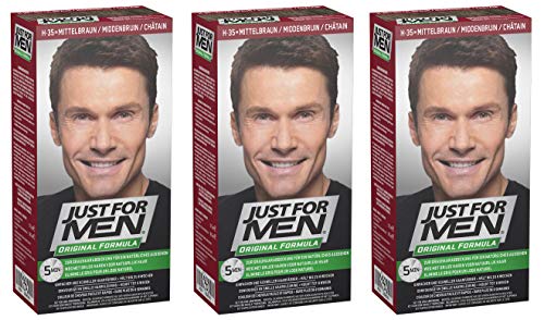 Just for Men - H35 - Haarfärbemittel, Pflege Tönungs Shampoo, Natur Mittelbraun, 3er Pack von Just for men