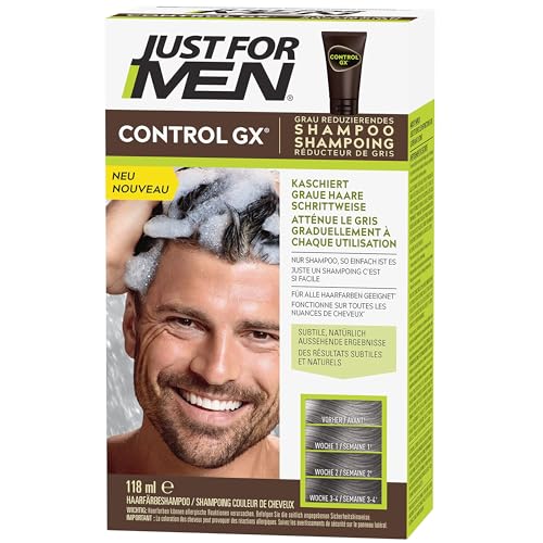 Just For Men Control GX Shampoo, Graduelle Haarverdunkelung, Zur Reduzierung Grauer Haare, Haarfärbemittel, Natürliches Farbergebnis, Mit Kokosnussöl Und Aloe Vera - Alle Haarfarben, 118 ml Just For Men Control GX Shampoo, Graduelle Haarverdunkelung, Zur Reduzierung Grauer Haare, Haarfärbemittel, Natürliches Farbergebnis, Mit Kokosnussöl Und Aloe Vera - Alle Haarfarben, 118 ml von Just for men