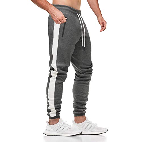 JustSun Jogginghose Herren Baumwolle Trainingshose Männer Sporthose Herren Lang Jogging-Hose Herren Sweathose Hosen Gym Fitness Trackpants Sweatpants Grau M von JustSun