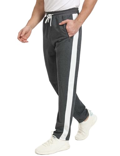 JustSun Jogginghose Herren Trainingshose Sporthose Herren Lang Baumwolle Freizeithose Herren Jogger Reissverschluss Taschen Dunkelgrau M von JustSun