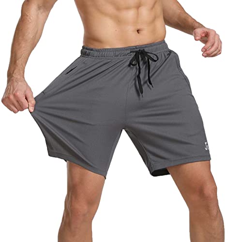 JustSun Kurze Hosen Herren Shorts Sommer Kurz Sporthose Herren Jogginghose Sport Shorts Sweatshorts Trainingshose Laufshorts mit Reissverschluss Grau 3XL von JustSun