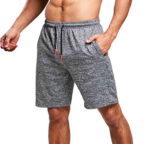 JustSun Kurze Hosen Herren Shorts Sommer Kurze Jogginghose Sporthose Baumwolle Sweatshorts Sport Running Shorts mit Reißverschluss Schwarzgrau M von JustSun