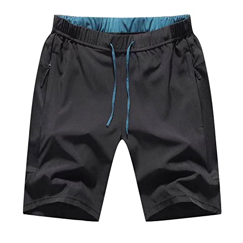 JustSun Kurze Hosen Herren Shorts Sommer Sporthose Herren Kurz Jogginghose Sport Trainingshose Laufshorts mit Reißverschluss Schwarz L von JustSun