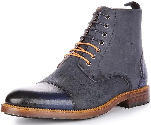 JUSTINREESS ENGLAND GAEL Herren Leder Schnürstiefeletten Komfort und Haltbarkeit für Casual Style, navy, 42 1/3 EU von Justinreess England