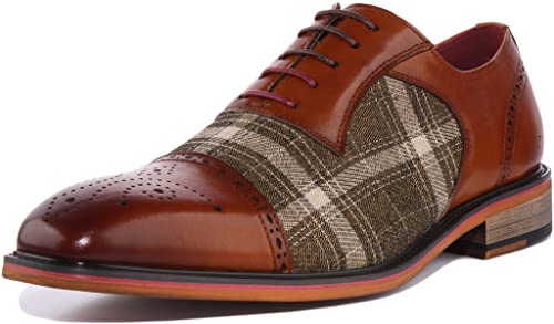 JUSTINREESS England Major Herren-Oxford-Schuhe mit Keilzehen, Leder, braun, 42 2/3 EU von JUSTINREESS ENGLAND